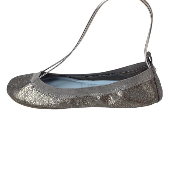 Yosi Samra Samara Size 8 Ballet Flats Foldable Platinum Glitter Hitched YS - Picture 6 of 9